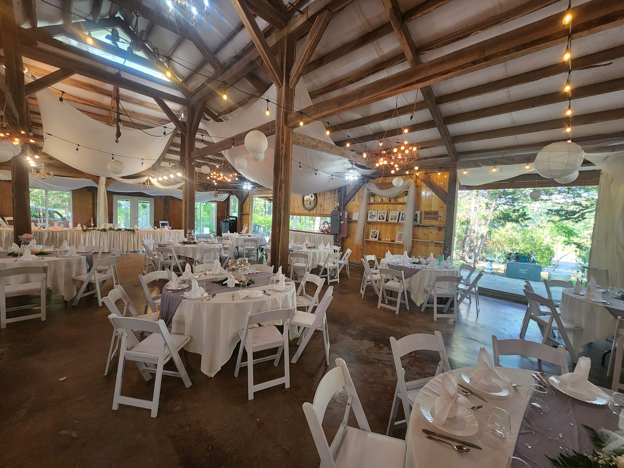 wedding reception in open air barn